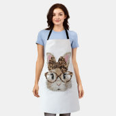 Tablier Cute Bunny Rabbit Face Leopard Coquette Bow Glasse (Porté)