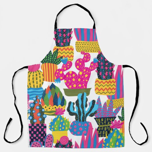Tablier Cute Cactus : Coloré Fun sans couture (Recto)