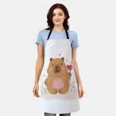 Tablier Cute Capybara Valentine Anniversary Kitchen Gift (Porté)
