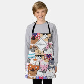 Tablier Cute Cartoon Chat Kitten Motif Monogramme Nom de l (Porté)