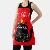 Tablier Cute cartoon noir Cat Christmas tree (Insitu)