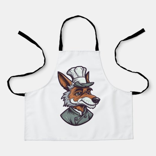 Tablier Cute Cartoon Wolf Chef adorable Animal Graphic (Recto)