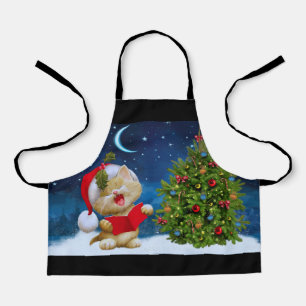 Tablier Cute Cat à Santa Claus a dessiné