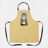 Tablier Cute Cat Holding Café (Recto)
