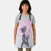 Tablier Cute Cat rose plume (Insitu)