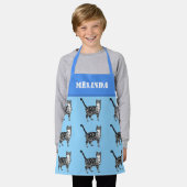 Tablier Cute Cat Tabby Motif Blue Cats Enfants Filles (Porté)