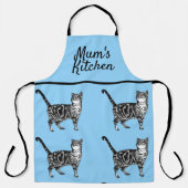 Tablier Cute Cat Tabby Motif Blue Cats Mums Cuisine (Recto)