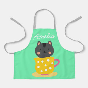 Tablier Cute chat en teacup enfants colorés art ou cuisine