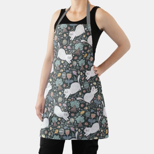 Tablier Cute Chat Floral (Insitu)