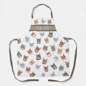 Tablier Cute Chat Lady Aquarelle Simple Moderne (Recto)