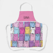 Tablier Cute Chat Maman Espace Personnalisé (Recto)