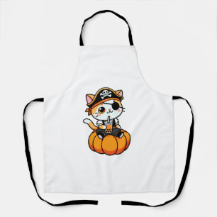 Tablier Cute Chat Pirate Boire Boba Thé Halloween Pumpki