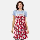 Tablier Cute chat rouge et blanc Personnalisé (Porté)