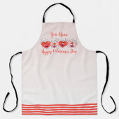 Tablier Cute Chats Avec Coeurs, Couleurs Drapeaux Lesbienn (Recto)