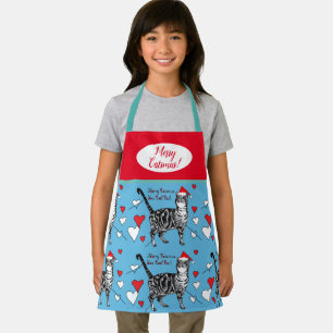 Tablier Cute Chats Chats Joyeux Noël Bleu Garçons Rouges A
