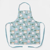 Tablier Cute Chats Coeur Bleu Thème (Recto)