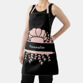 Tablier Cute Chef Casquette Rolling Pin Baker Rose Noir (Insitu)