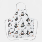 Tablier Cute Chef Cat Black and White Pattern Apron (Recto)