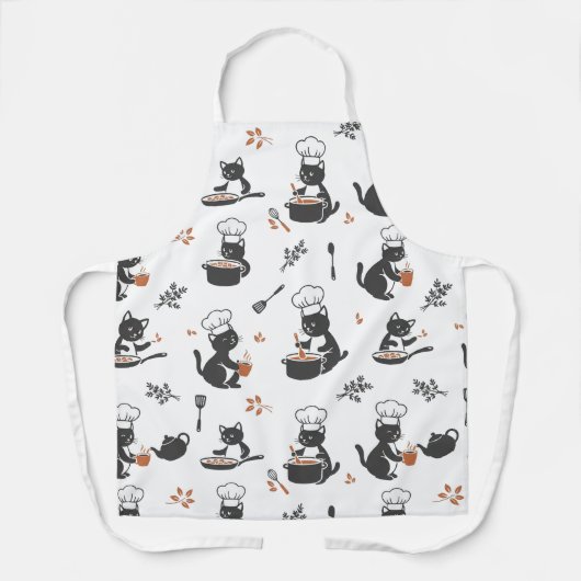 Tablier Cute Chef Cat Black and White Pattern Apron (Recto)