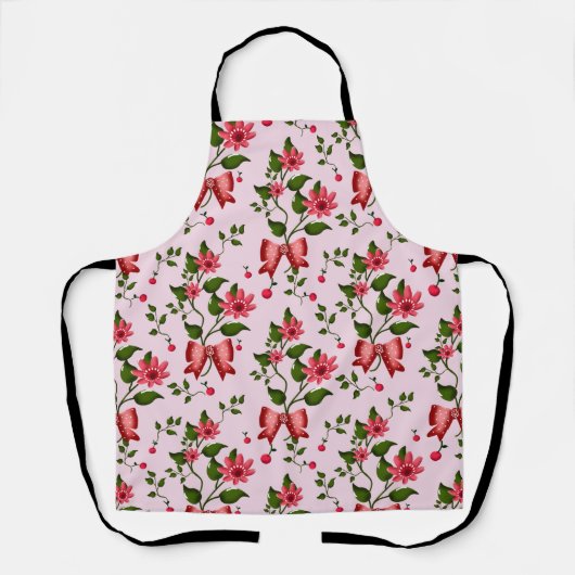 Tablier Cute Cherry Bow floral Pattern  (Recto)