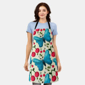 Tablier Cute Cherry Butterfly Pattern, Glossy Kawaii Fruit (Porté)