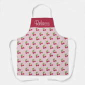 Tablier Cute Cherry Pattern Burgundy and Pink Personalised (Recto)