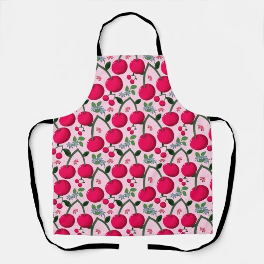 Tablier Cute Cherry  Pattern, Glossy Kawaii Fruit (Recto)