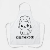 Tablier Cute Chibi Cat “Kiss the Cook” Apron – Funny Kitch (Recto)