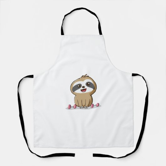 Tablier Cute Chibi Sloth Workout � Funny Kawaii Gym Animal (Recto)