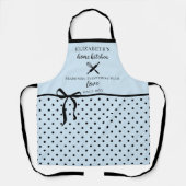 Tablier Cute Chic Girl Light Bleu et Noir Polka Point (Recto)