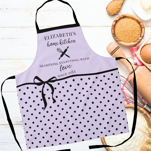 Tablier Cute Chic Girl Light Lilac et Black Polka Dot