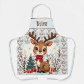 Tablier Cute Christmas Reindeer Scene Snowy Forest (Recto)