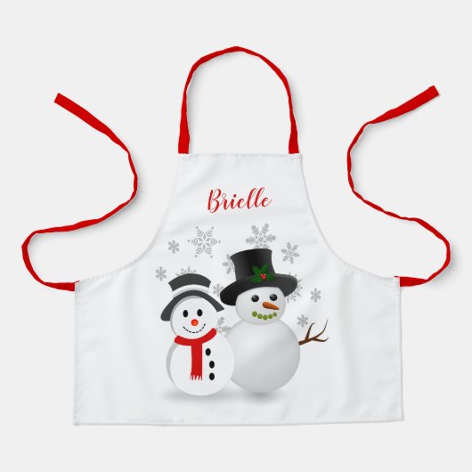 Tablier Cute Christmas Snowman Personnalisé (Recto)