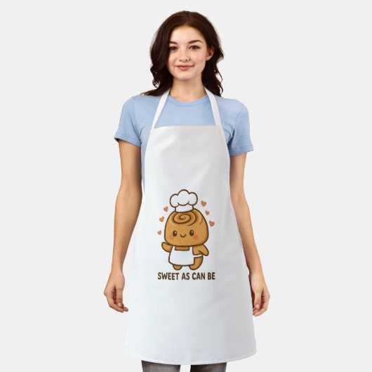 Tablier "Cute Cinnamon Roll Chef - Kawaii Baking Design (Porté)