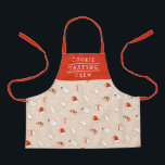 Tablier Cute Cookie Tasting Crew Motif de Noël<br><div class="desc">Ce tablier de cuisson de vacances amusant dispose d'un motif de biscuits glacés de Noël - un chapeau de Père Noël, un bonhomme de neige, un arbre de Noël, un ange, des mitaines et un sucre de canne. Le texte dit, "COOKIE TASTING CREW", mais on peut l'customiser à dire tout...</div>
