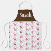 Tablier Cute Cupcake Chocolat rose Whisque rose (Recto)