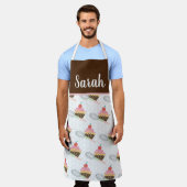 Tablier Cute Cupcake Frotle Chocolat Whisk Rose Sprinkings (Porté)