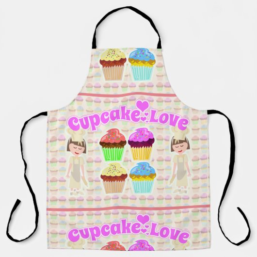 Tablier Cute Cupcake Love Chef Cartoon Art Fun (Recto)