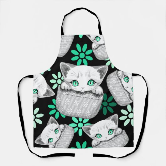 Tablier Cute de chat et pointe joueuse à partir d'une poch (Recto)