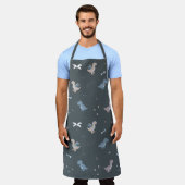 Tablier Cute Dino Patern Bluish Grey Apron (Porté)