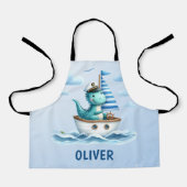 Tablier Cute Dinosaur Nautique Capitaine Personnalisé Bleu (Recto)