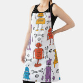 Tablier Cute doodle robots. Seamless pattern. Cartoon char (Insitu)