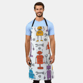 Tablier Cute doodle robots. Seamless pattern. Cartoon char (Porté)