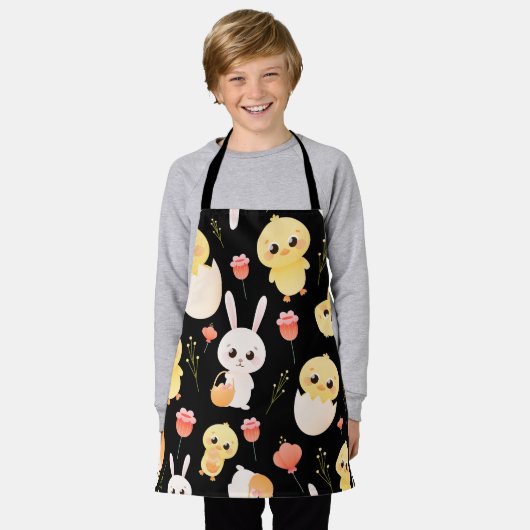 Tablier Cute Easter Chicks & Bunnies Seamless Pattern  (Porté)