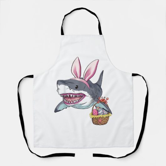 Tablier Cute Easter Shark Bunny Ears Basket Eggs Happy Eas (Recto)