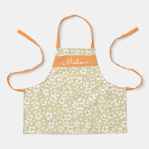 Tablier Cute Floral Girls Nom Enfants Personnalisés Apron