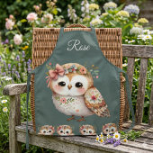 Tablier Cute Floral Owl with Bow