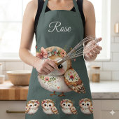 Tablier Cute Floral Owl with Bow