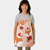 Tablier Cute Fox Père Noël Orange Joyeux Noël Apron (Insitu)