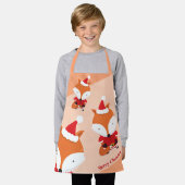 Tablier Cute Fox Père Noël Orange Joyeux Noël Apron (Porté)